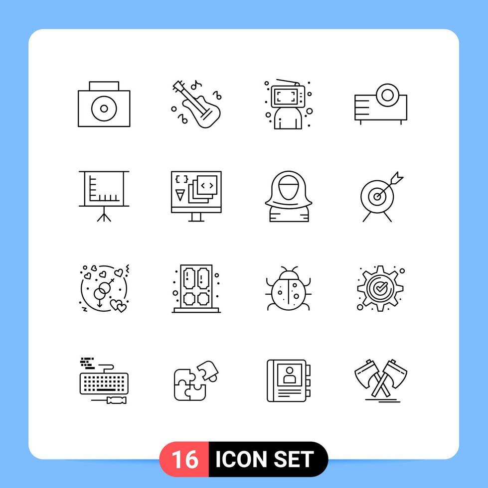 Stock Vector Icon Pack of 16 Line Signs and Symbols for education blackboard online technology products Editable Vector Design Elements