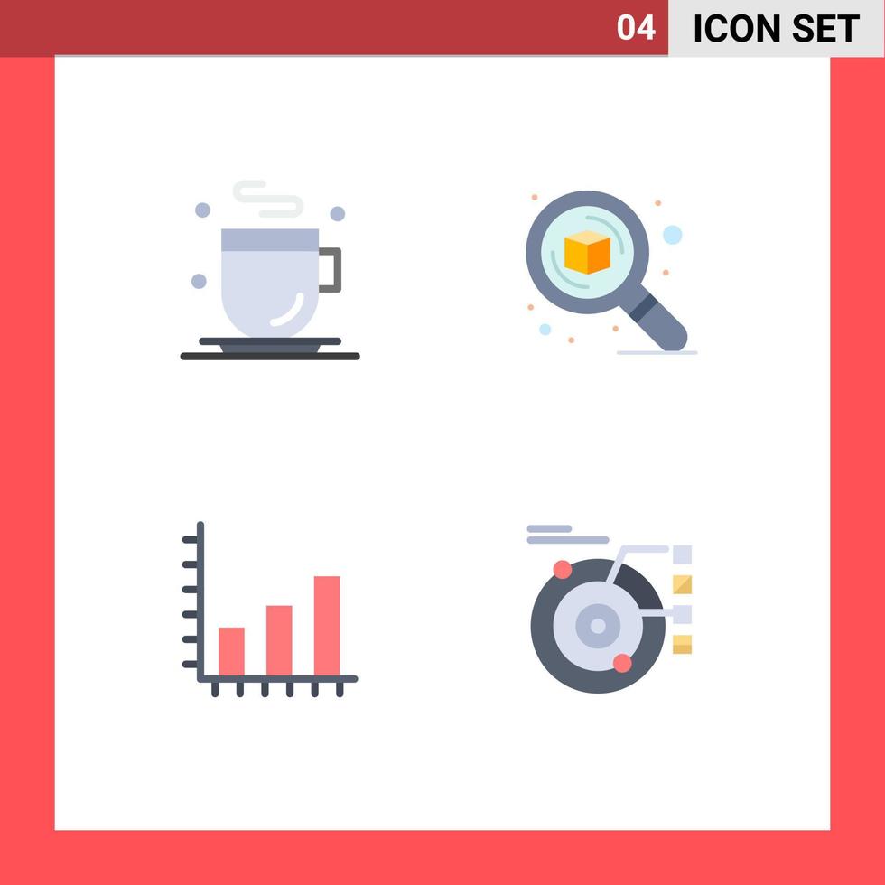 User Interface Pack of 4 Basic Flat Icons of drink business design thinking graph Editable Vector Design Elements