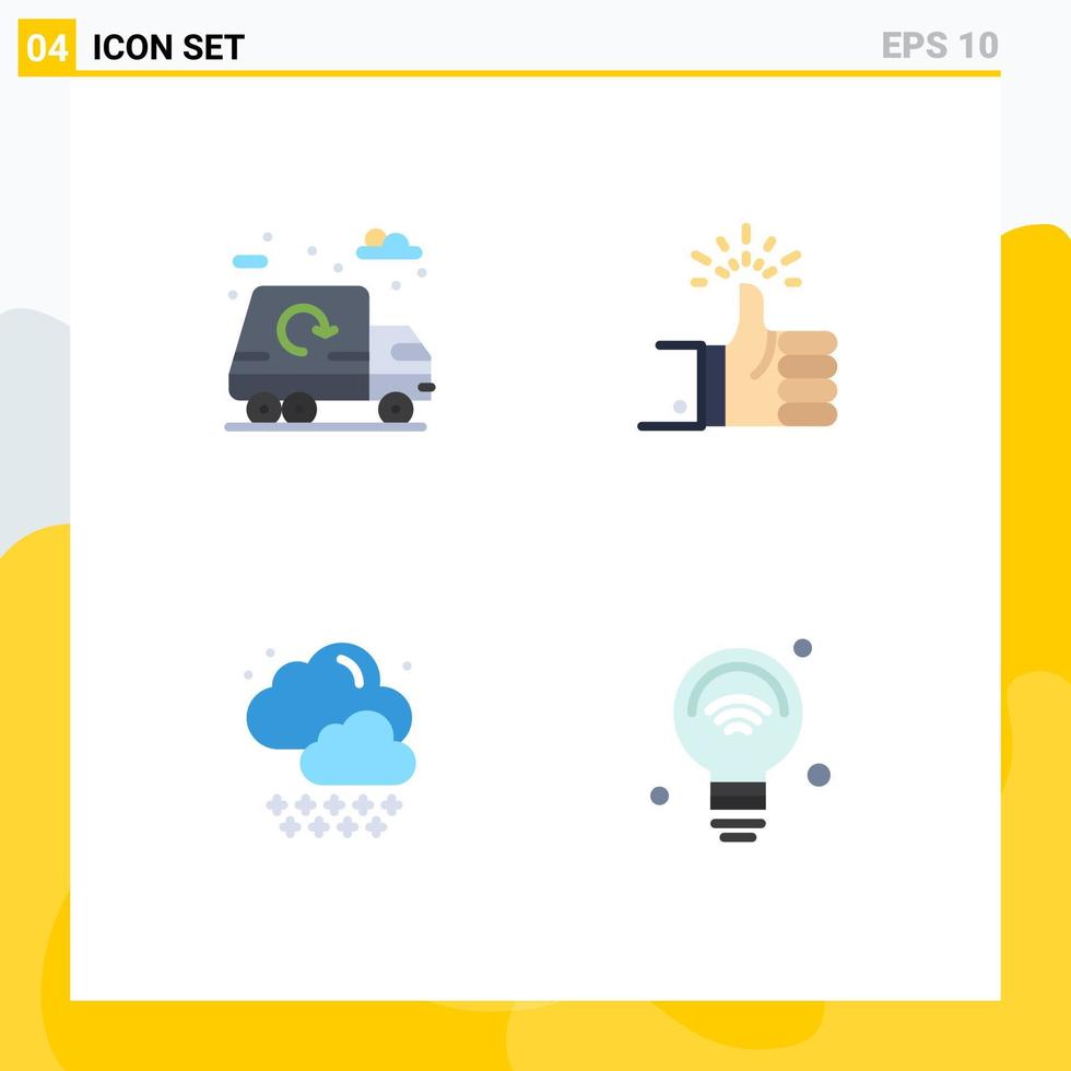 Modern Set of 4 Flat Icons Pictograph of city cloud truck up weather Editable Vector Design Elements