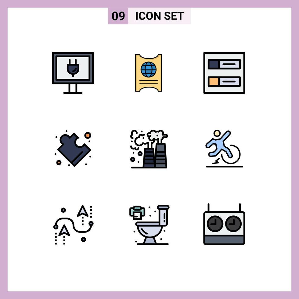 Universal Icon Symbols Group of 9 Modern Filledline Flat Colors of business pollution grid gas solution Editable Vector Design Elements