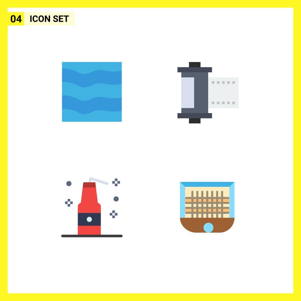 Flat Icon Pack of 4 Universal Symbols of nature bomb water film terrorism Editable Vector Design Elements