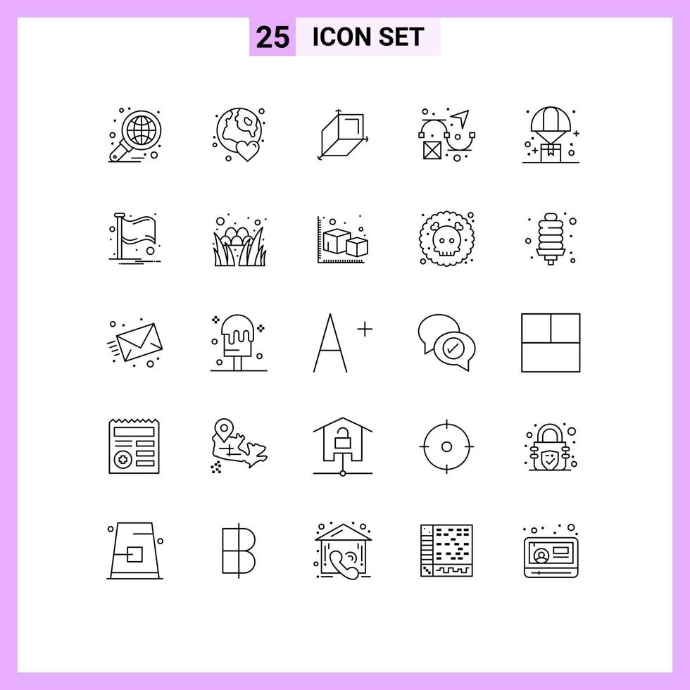 25 Thematic Vector Lines and Editable Symbols of delivery design love creativity design Editable Vector Design Elements