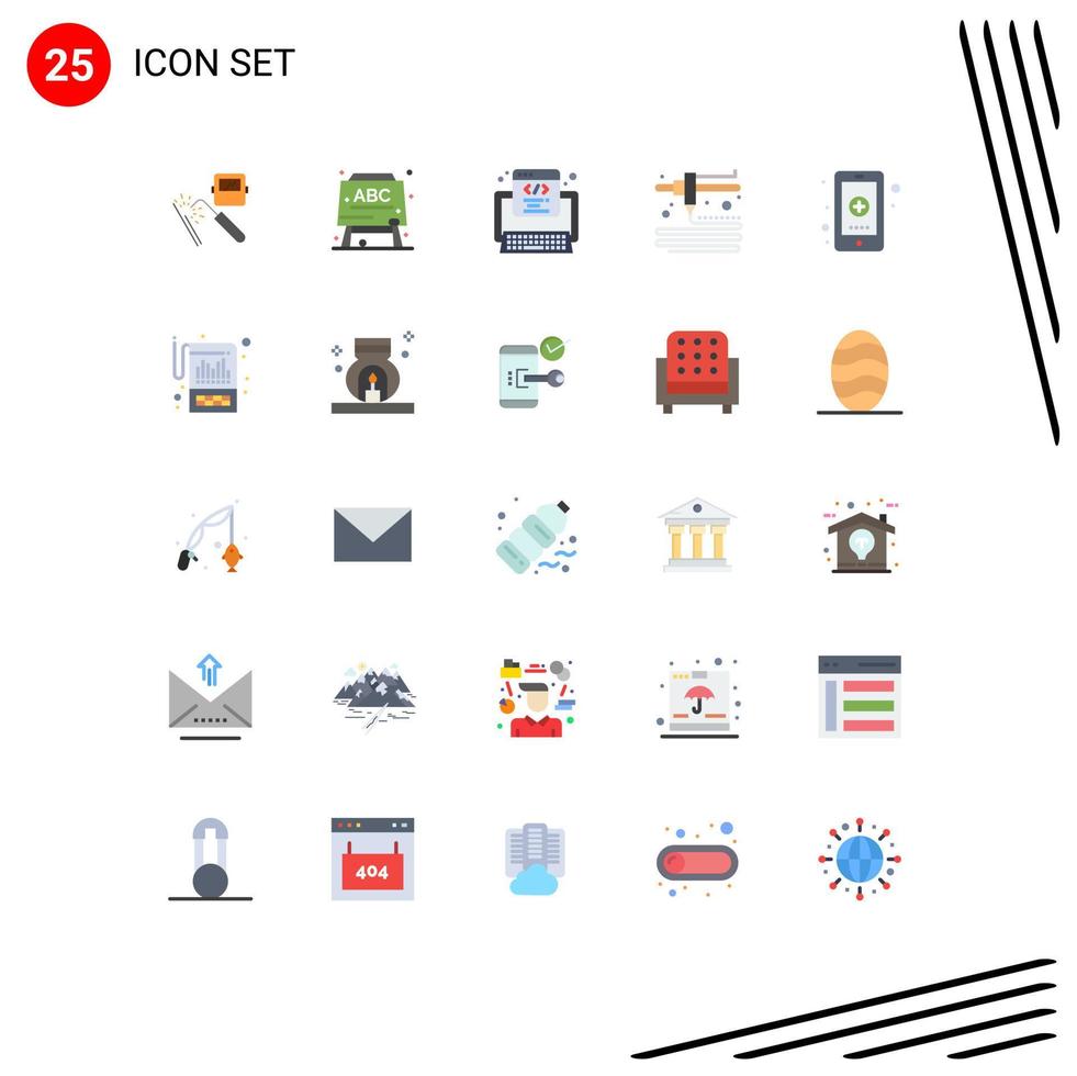 Pictogram Set of 25 Simple Flat Colors of medical health code app modeling Editable Vector Design Elements