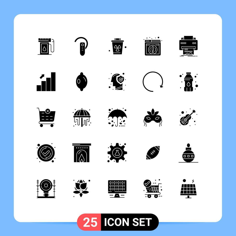 Stock Vector Icon Pack of 25 Line Signs and Symbols for printer browser headset web trash Editable Vector Design Elements