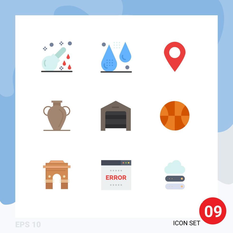 conjunto de 9 iconos de interfaz de usuario modernos símbolos signos para historia cultura fitness pin mapa elementos de diseño vectorial editables vector