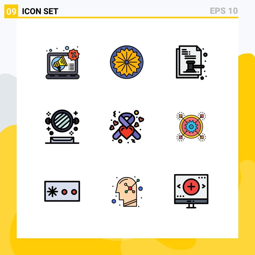 Set of 9 Modern UI Icons Symbols Signs for donation shelf auction mirror legal Editable Vector Design Elements