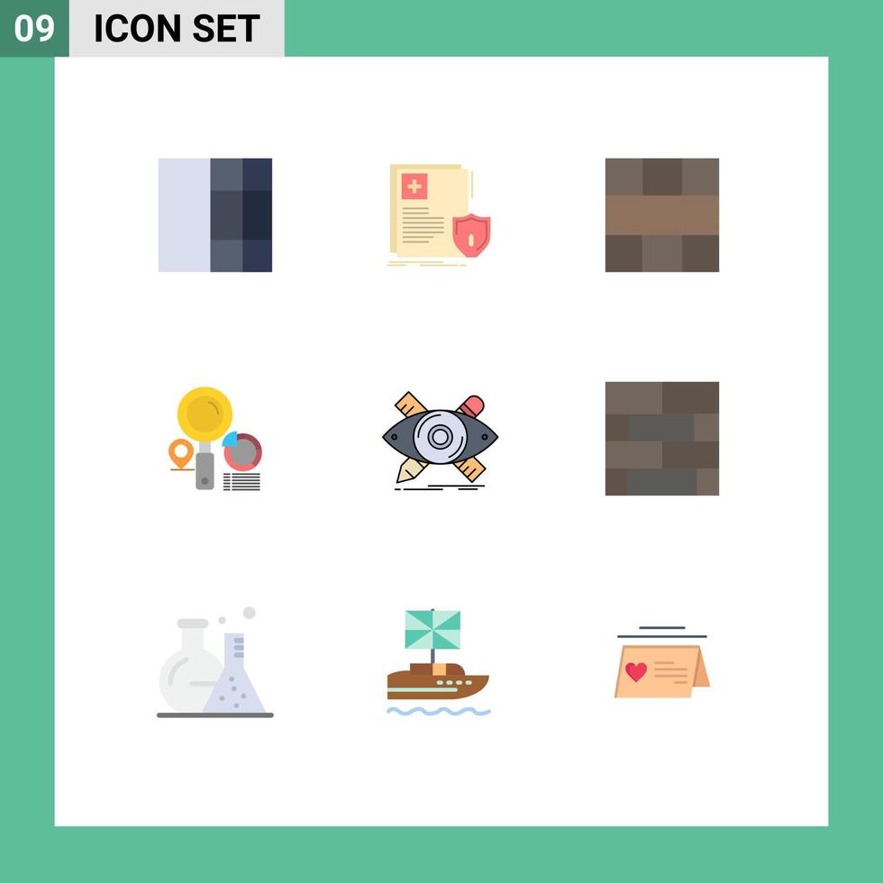 Set of 9 Commercial Flat Colors pack for designer graph grid finder search Editable Vector Design Elements