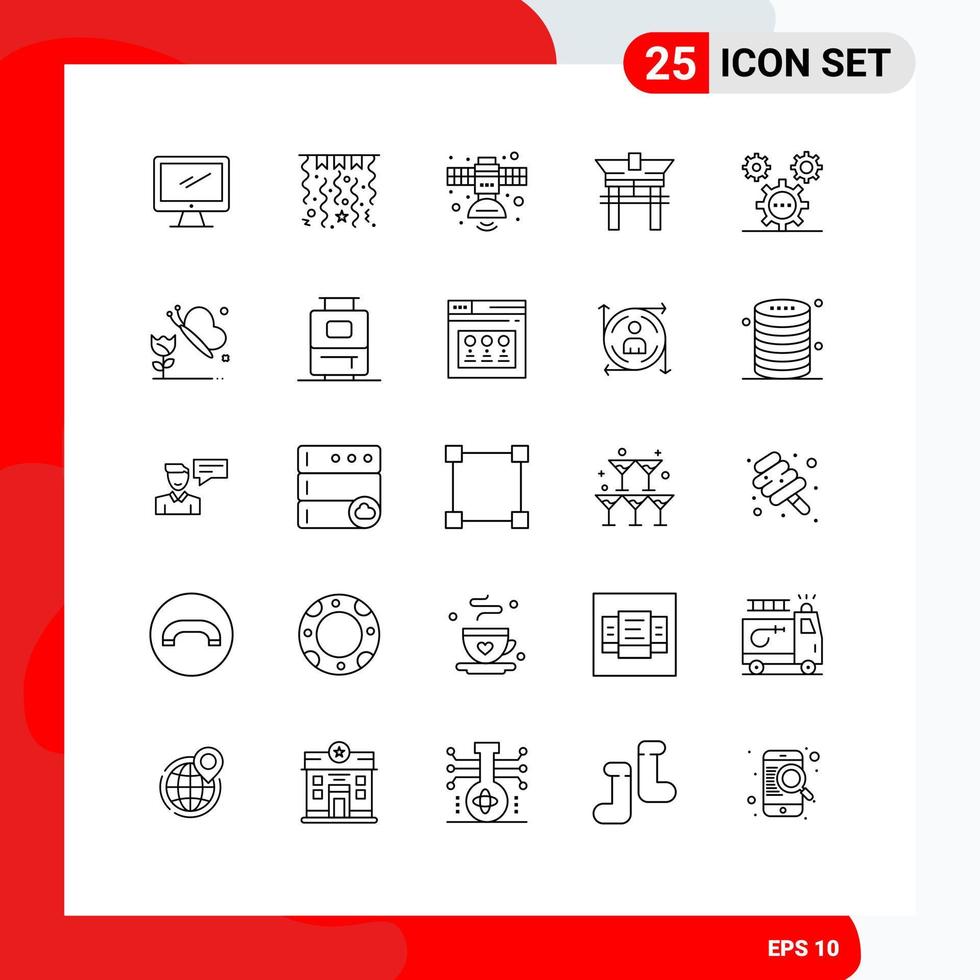 25 Line concept for Websites Mobile and Apps coding china communication bridge transmission Editable Vector Design Elements