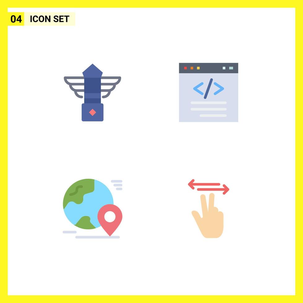 Set of 4 Modern UI Icons Symbols Signs for street globe canada coding pin Editable Vector Design Elements