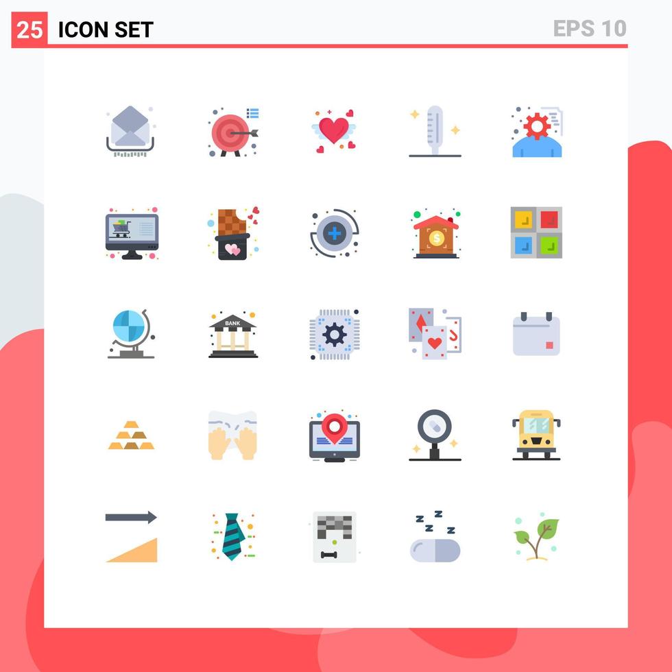 Universal Icon Symbols Group of 25 Modern Flat Colors of development medical focus fever wedding Editable Vector Design Elements