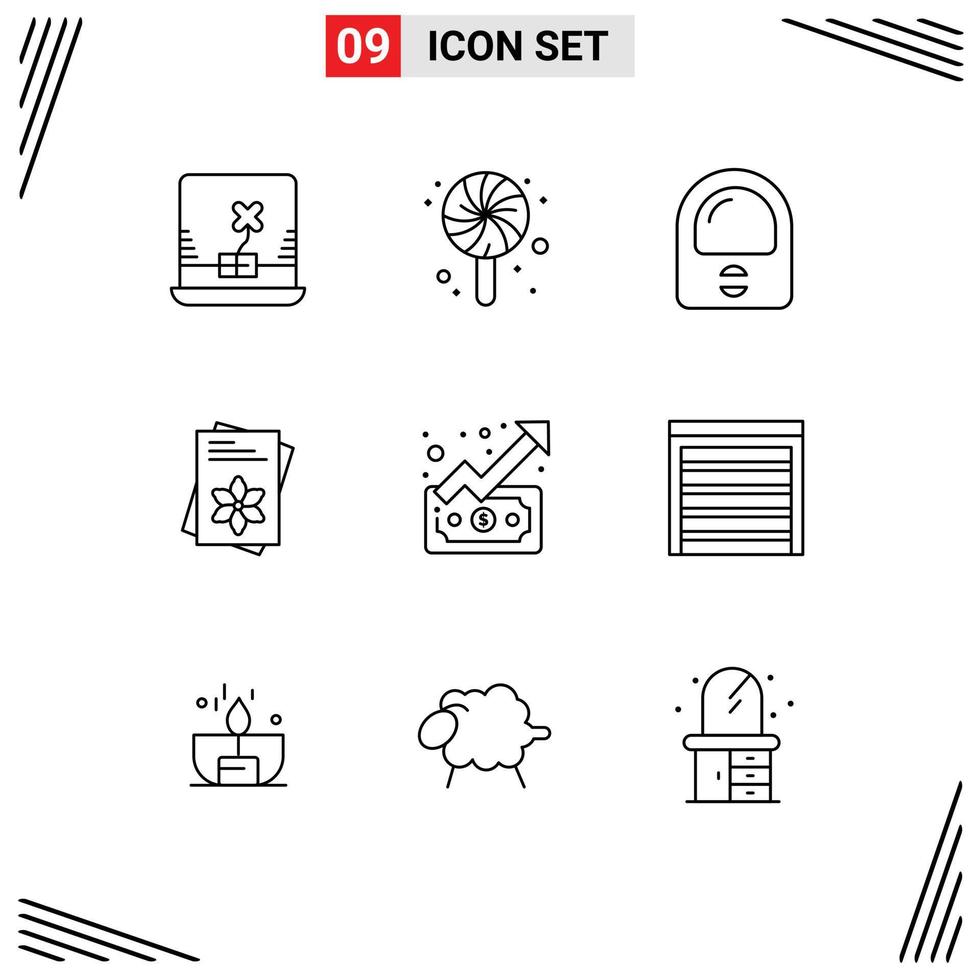 Set of 9 Vector Outlines on Grid for door up suit trend spring Editable Vector Design Elements