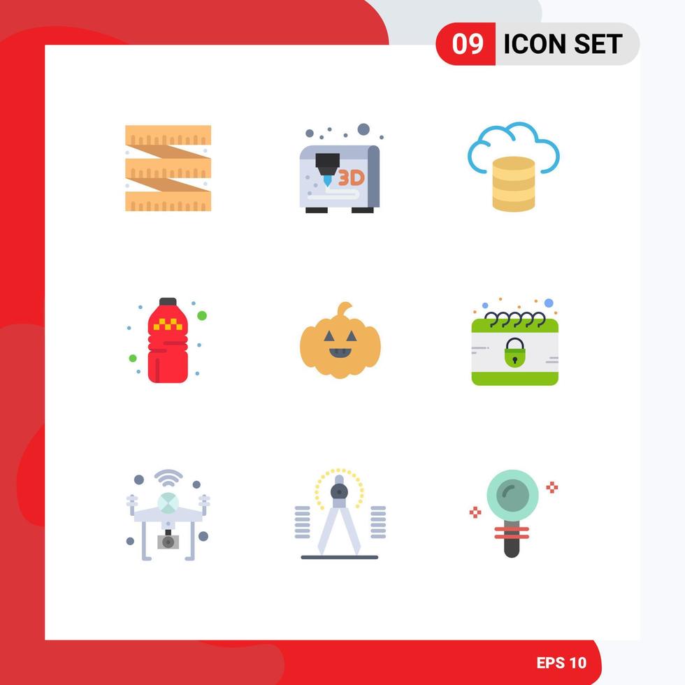 9 Creative Icons Modern Signs and Symbols of internet crime bottle calendar american Editable Vector Design Elements