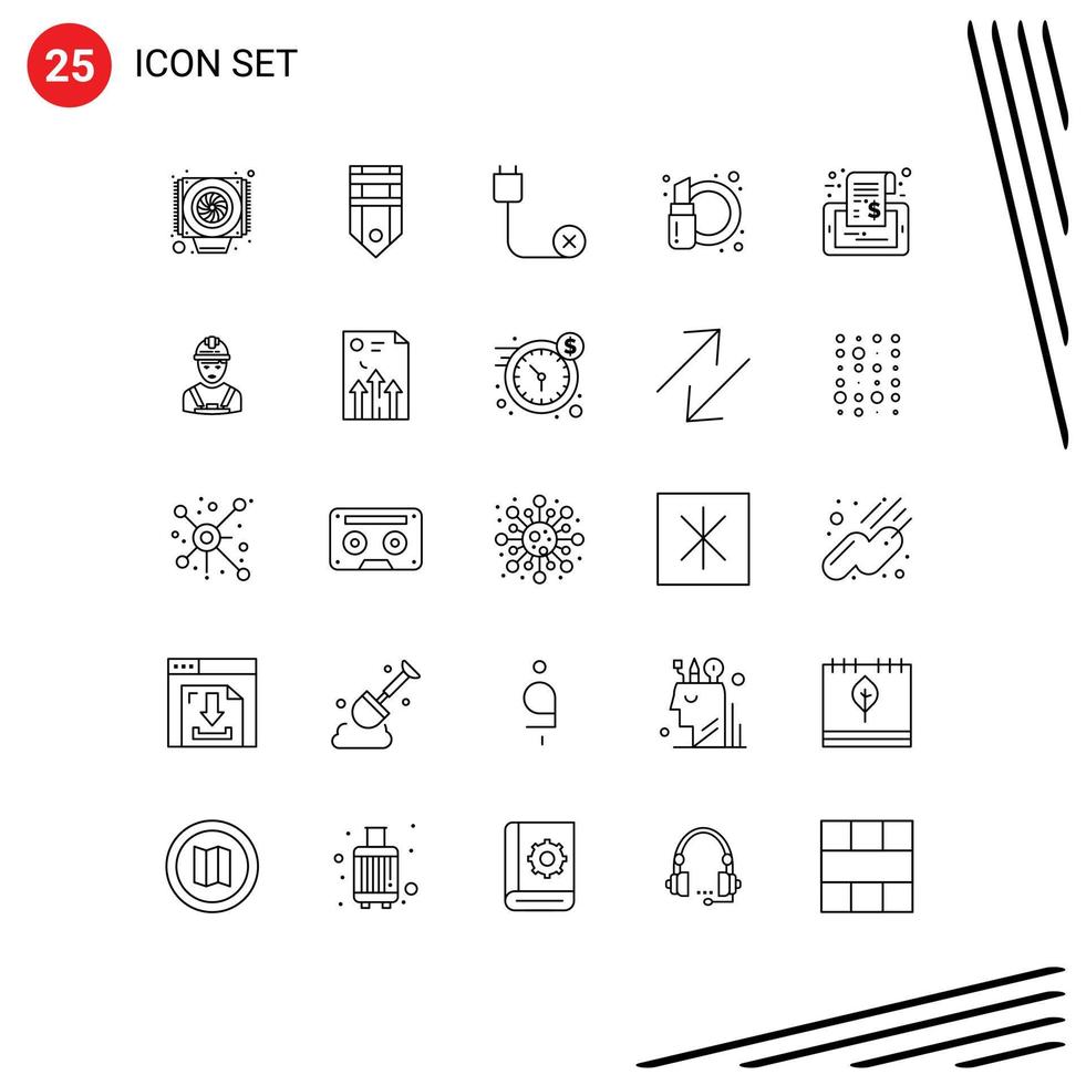 25 Creative Icons Modern Signs and Symbols of label cosmetics computers cosmetic hardware Editable Vector Design Elements