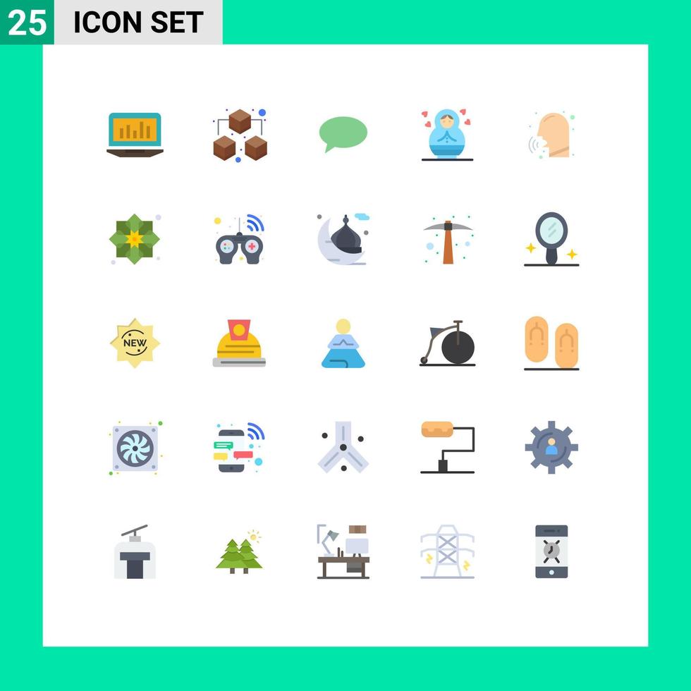 User Interface Pack of 25 Basic Flat Colors of rhinitis diseases chat children baby Editable Vector Design Elements