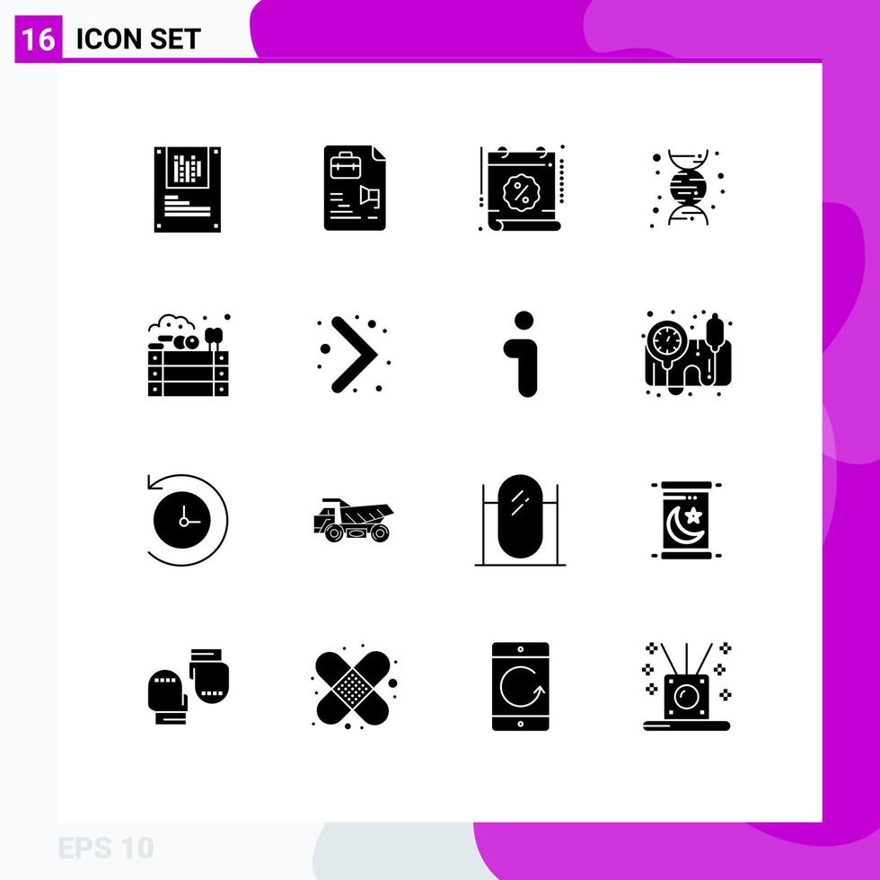 Stock Vector Icon Pack of 16 Line Signs and Symbols for apples science calendar dna sale Editable Vector Design Elements
