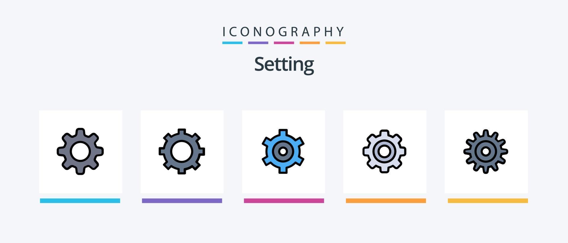 Setting Line Filled 5 Icon Pack Including . gears. cogs. gear. setting. Creative Icons Design vector