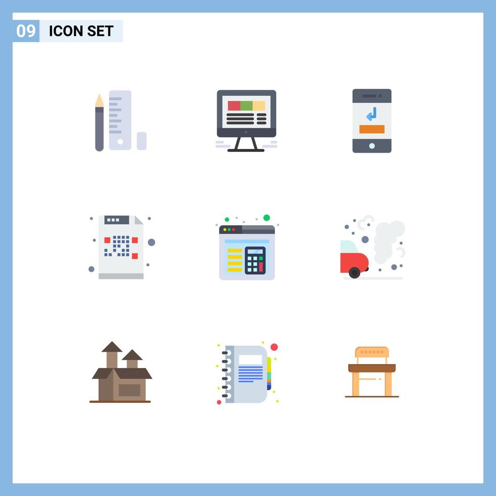 Universal Icon Symbols Group of 9 Modern Flat Colors of mail encrypted web code phone Editable Vector Design Elements