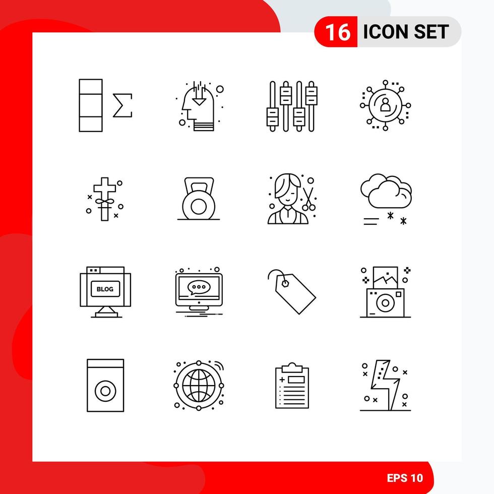 16 Thematic Vector Outlines and Editable Symbols of easter holidays sound cross internet advertising Editable Vector Design Elements