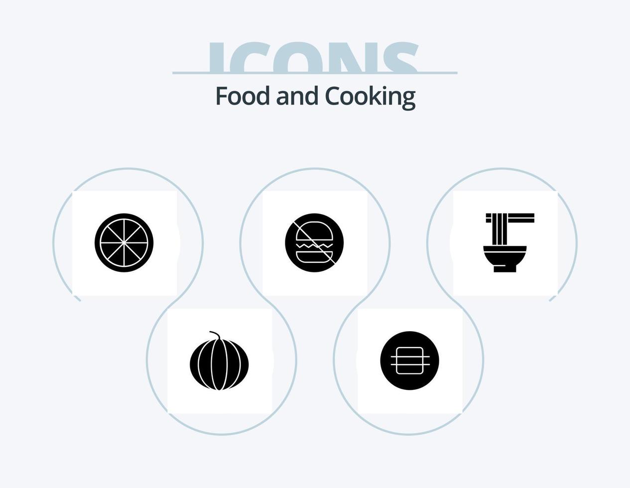 paquete de iconos de glifos de alimentos 5 diseño de iconos. fideos. chino. agrios. No. rápido vector