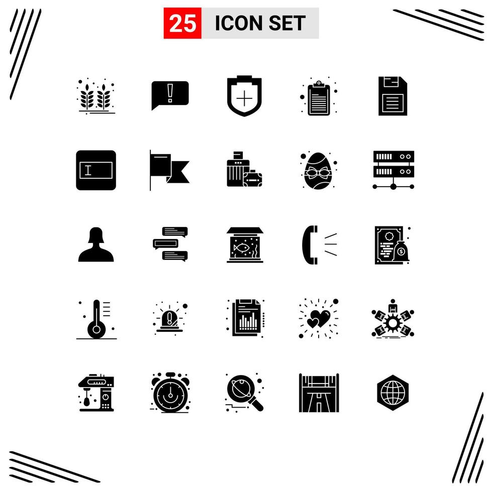 25 Thematic Vector Solid Glyphs and Editable Symbols of mobile chip memory card add note checklist Editable Vector Design Elements