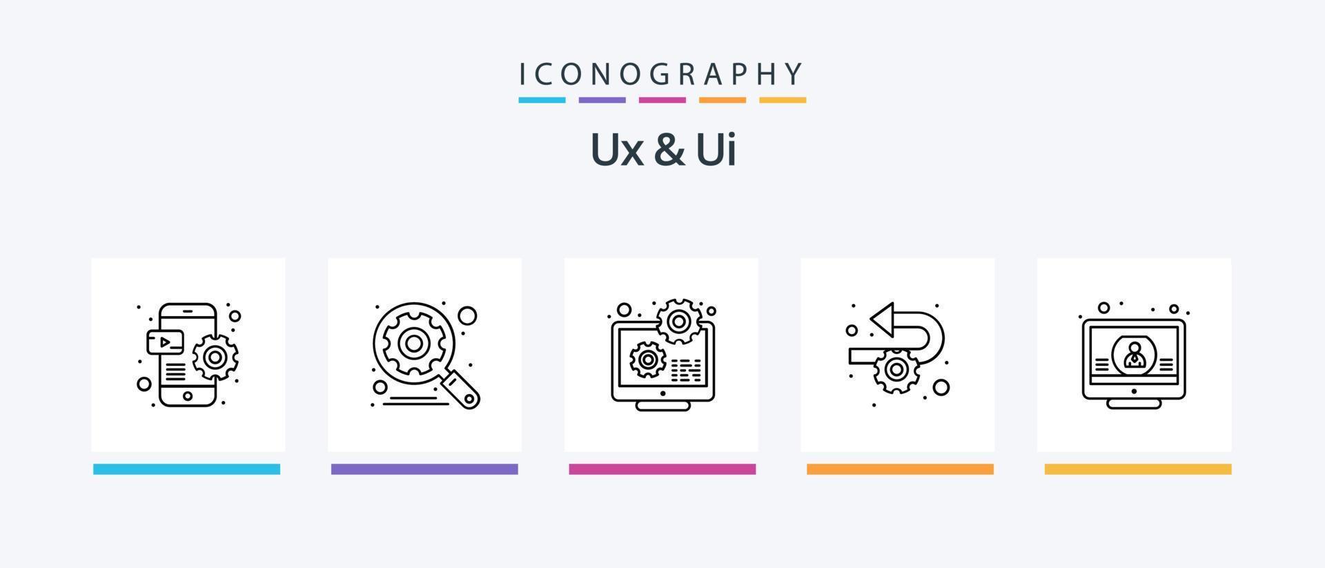 Ux And Ui Line 5 Icon Pack Including profile. account. design. place. map. Creative Icons Design vector