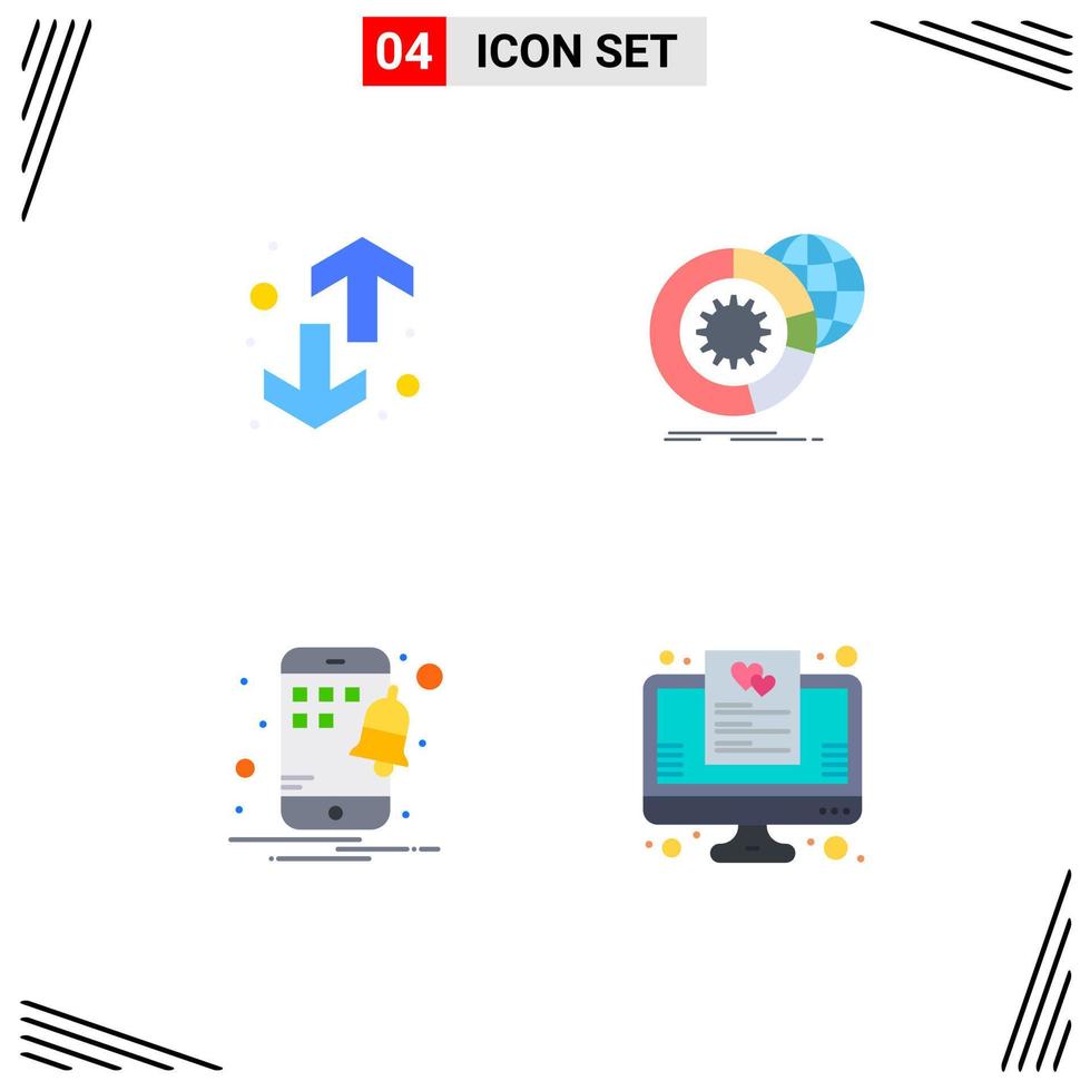 4 Universal Flat Icons Set for Web and Mobile Applications direction services trend big data notification Editable Vector Design Elements