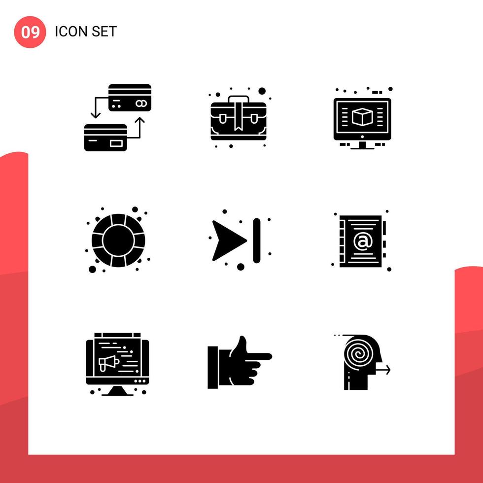 9 Universal Solid Glyph Signs Symbols of forward water architecture salvation rescue Editable Vector Design Elements