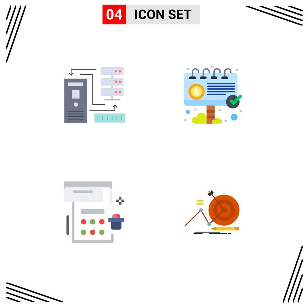Set of 4 Modern UI Icons Symbols Signs for combination calendar electronic billboard event Editable Vector Design Elements