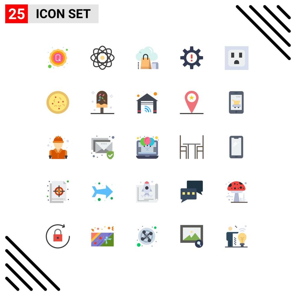 25 User Interface Flat Color Pack of modern Signs and Symbols of electric resources shopping management hr Editable Vector Design Elements