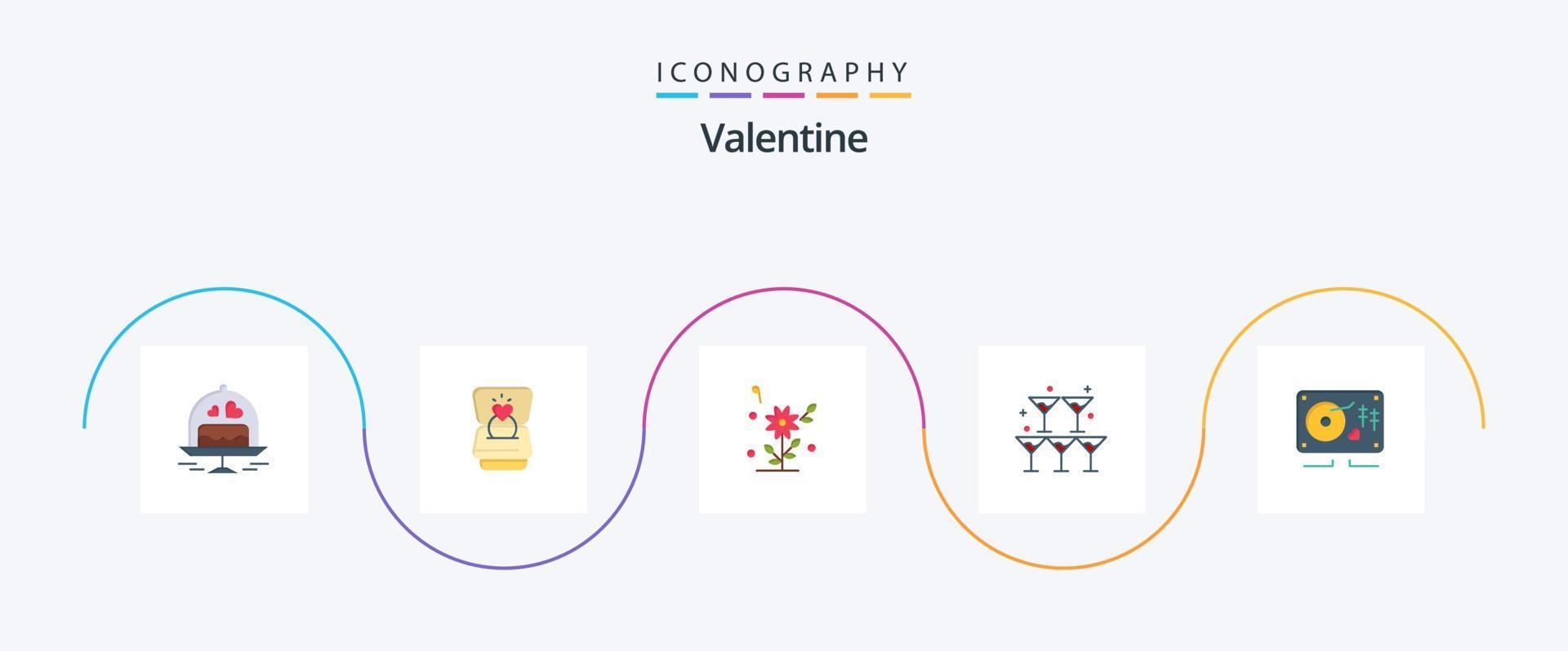 paquete de iconos de san valentín plano 5 que incluye amor. amar. anillo. día. enamorado vector