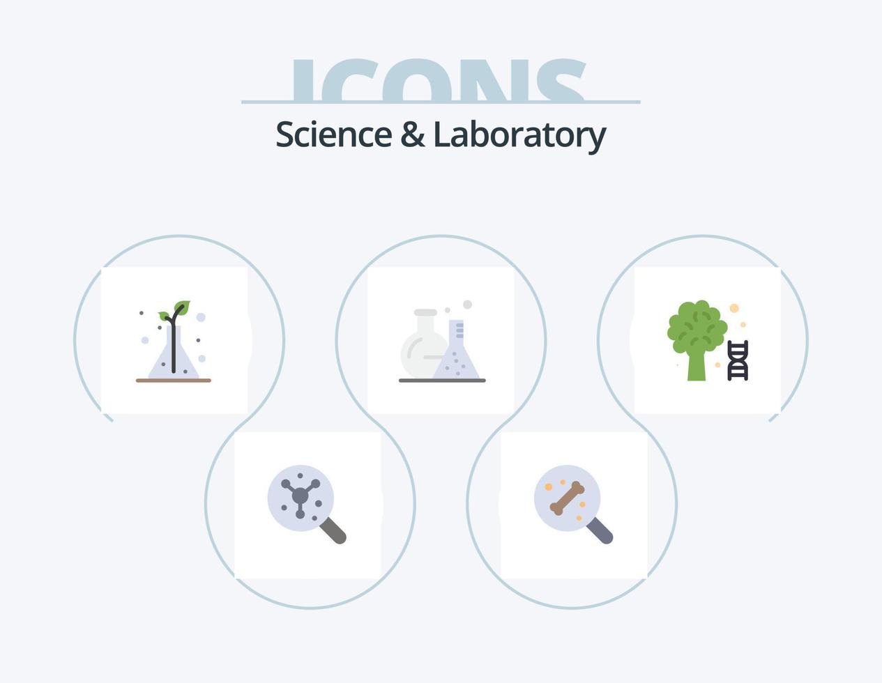 Science Flat Icon Pack 5 Icon Design. tree. dna. flask. knowledge. lab vector