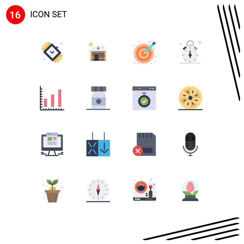 Set of 16 Modern UI Icons Symbols Signs for time quarter home stop vectors Editable Pack of Creative Vector Design Elements