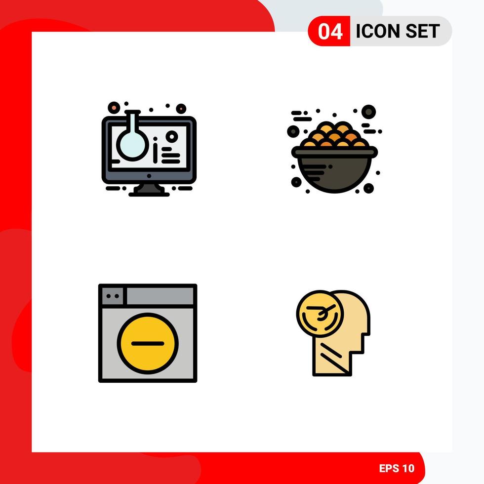 Stock Vector Icon Pack of 4 Line Signs and Symbols for flask food sample tube food design Editable Vector Design Elements