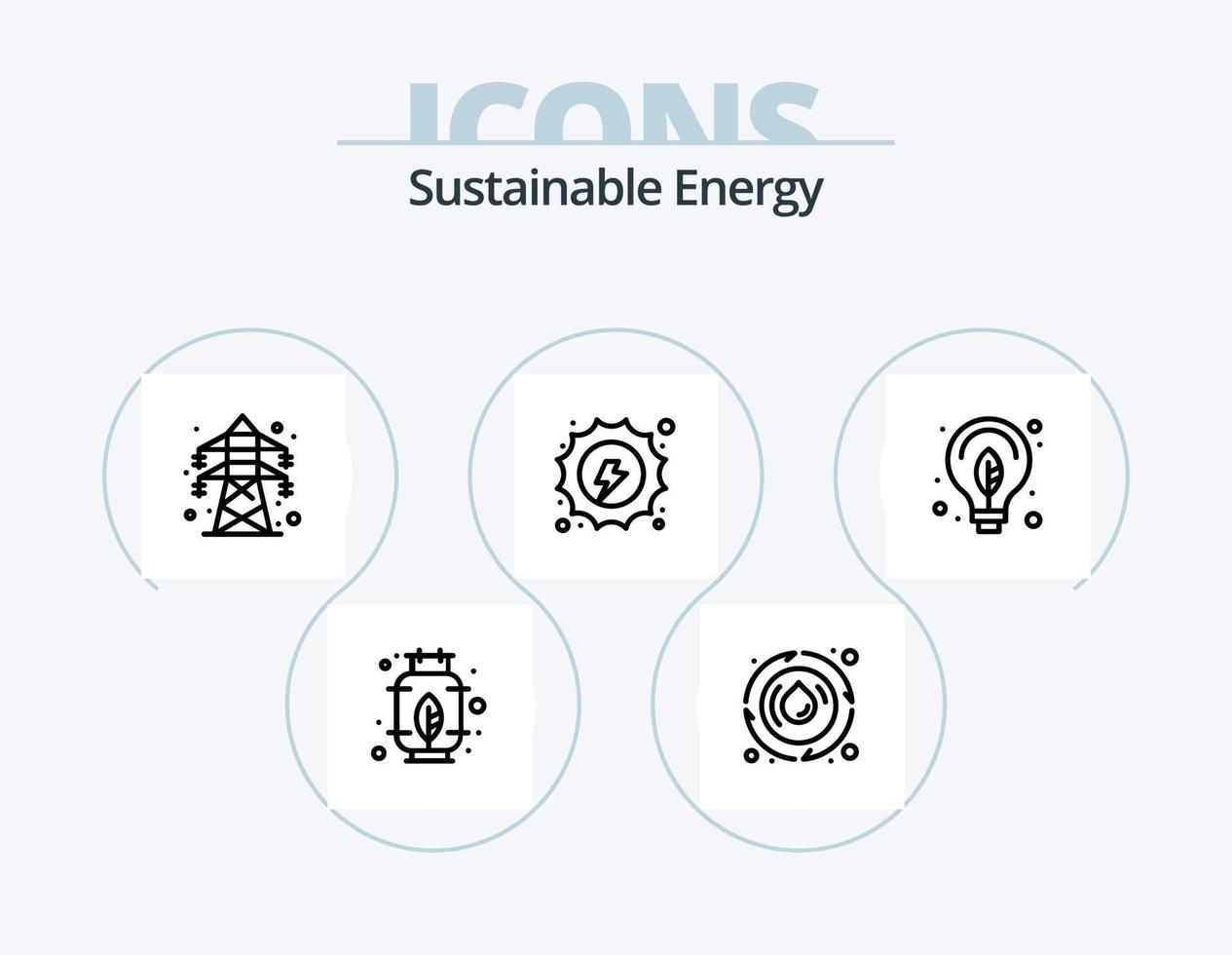 paquete de iconos de línea de energía sostenible 5 diseño de iconos. hidro. eléctrico. electricidad. energía. primavera vector