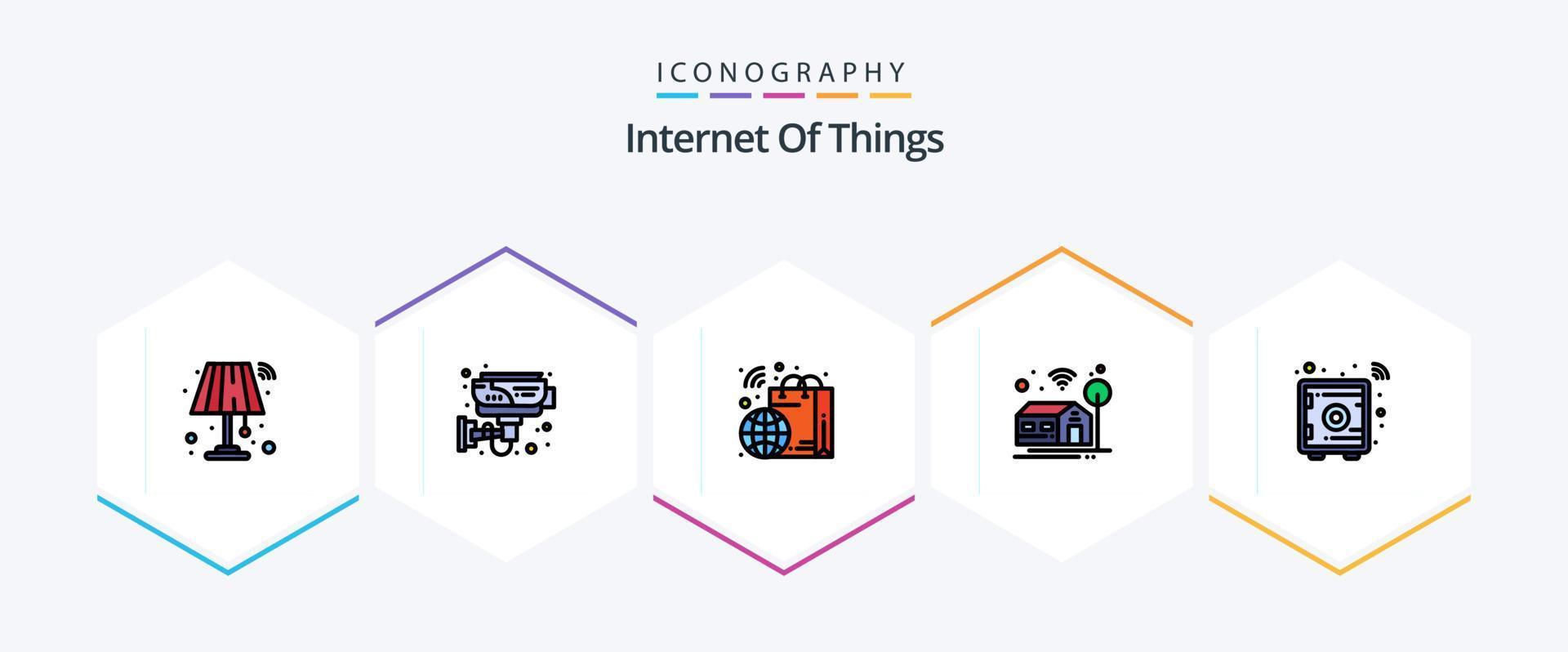 Internet de las cosas paquete de iconos de 25 líneas completas que incluye herramientas comerciales. Wifi. tecnología. elegante. elegante vector