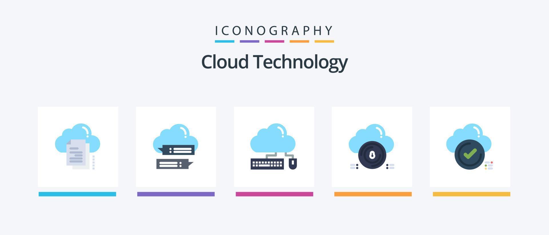 Cloud Technology Flat 5 Icon Pack Including protect. safe. cloud. data. mouse. Creative Icons Design vector