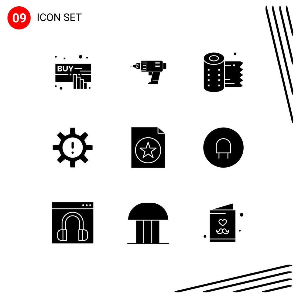 Pack of 9 Modern Solid Glyphs Signs and Symbols for Web Print Media such as risk management electronics human tissue Editable Vector Design Elements