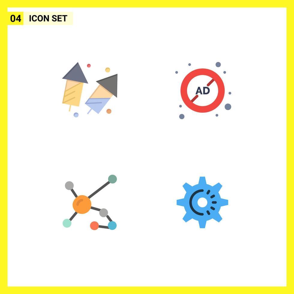 4 Flat Icon concept for Websites Mobile and Apps celebrate block diwali ad atom Editable Vector Design Elements