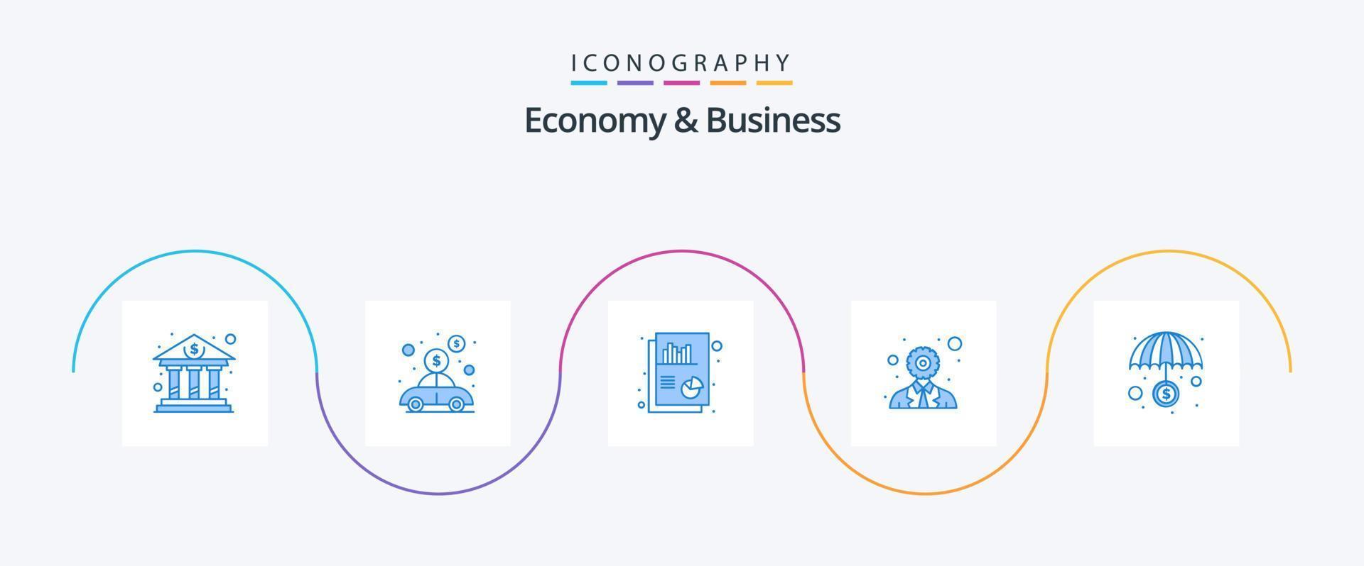 paquete de iconos azul 5 de economía y negocios que incluye seguro. usuario. cuadro. pruebas. criterios vector