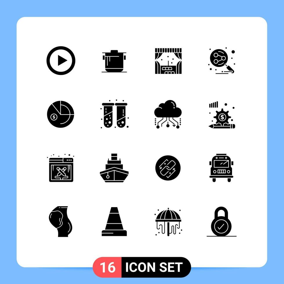 16 Creative Icons Modern Signs and Symbols of data search engine cook social network Editable Vector Design Elements