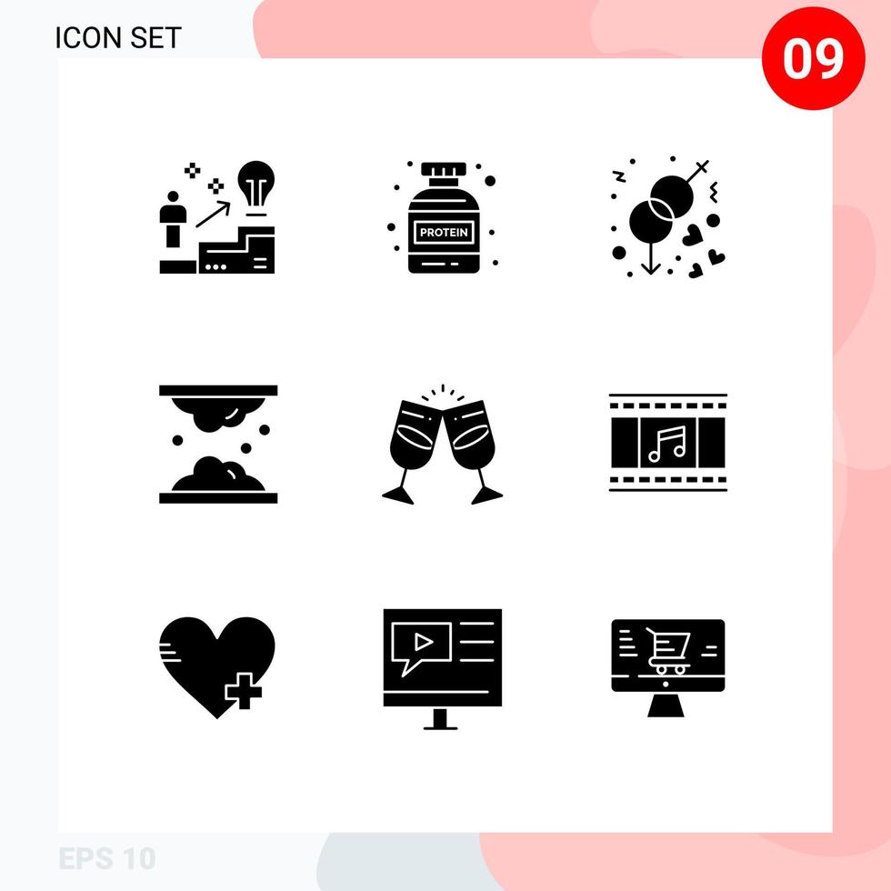 Mobile Interface Solid Glyph Set of 9 Pictograms of skin skin engagement lipid cholesterol Editable Vector Design Elements