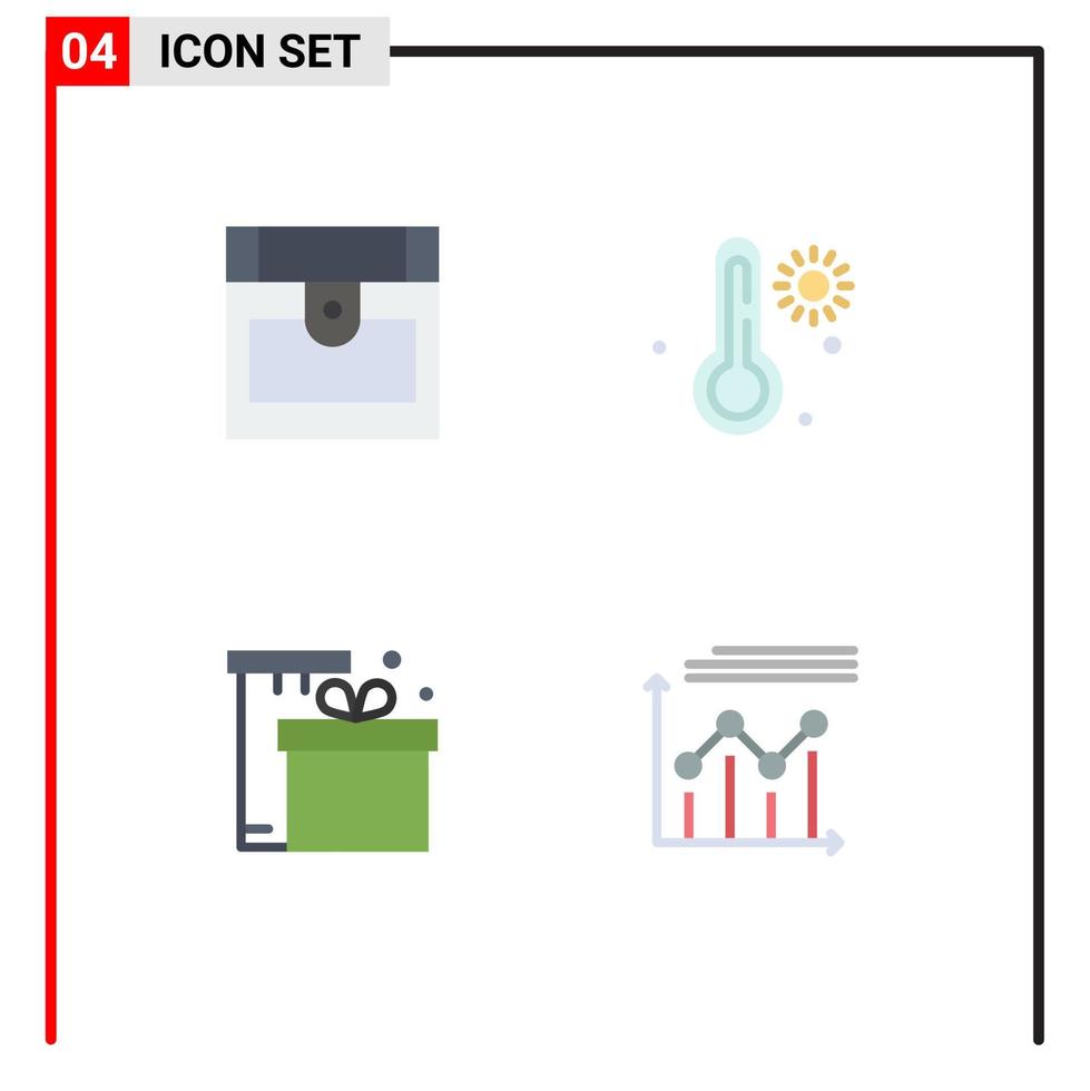 4 Universal Flat Icons Set for Web and Mobile Applications chest eid hot gift analytics Editable Vector Design Elements