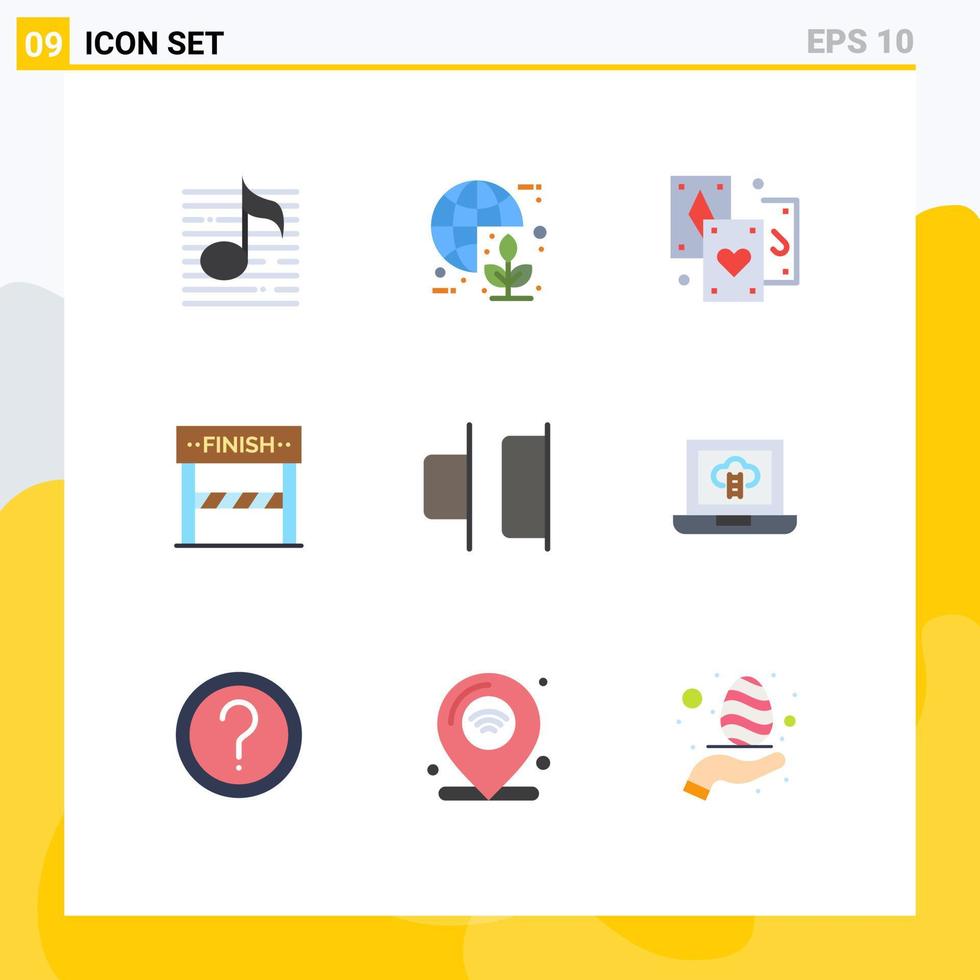 Universal Icon Symbols Group of 9 Modern Flat Colors of game line world finish magic Editable Vector Design Elements