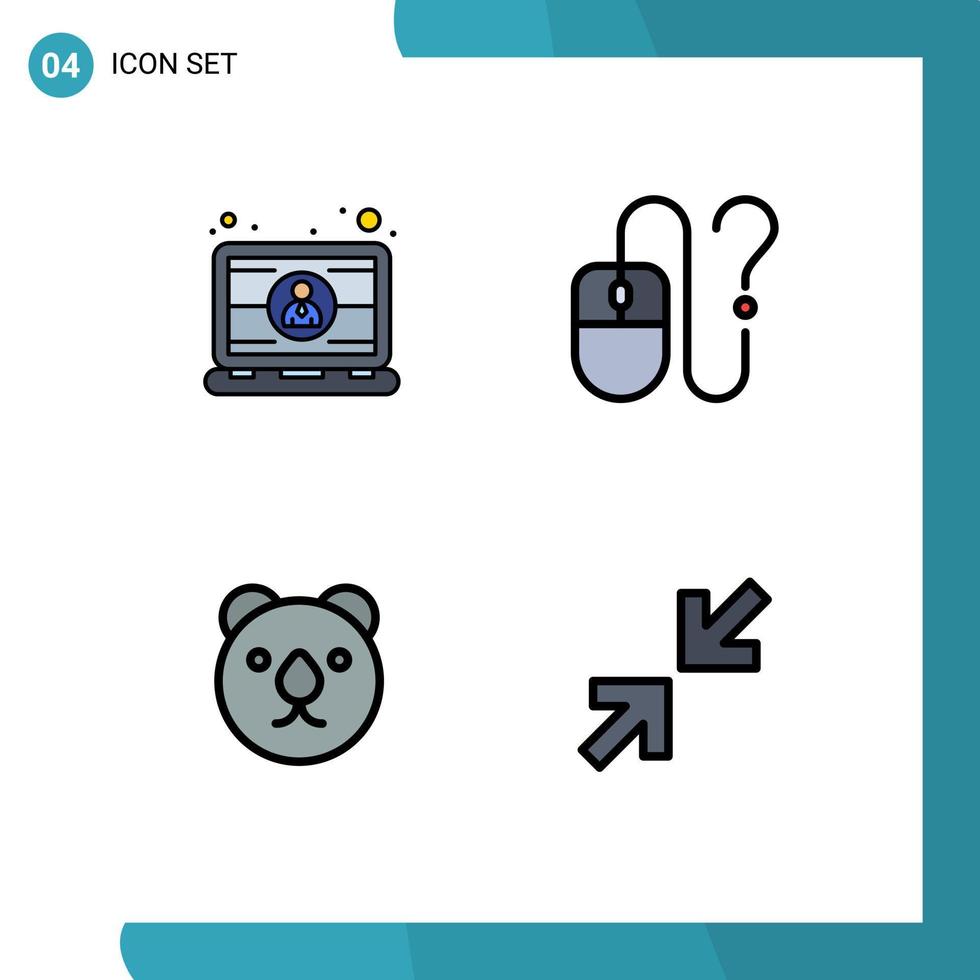 4 Creative Icons Modern Signs and Symbols of computer online laptop contact head Editable Vector Design Elements