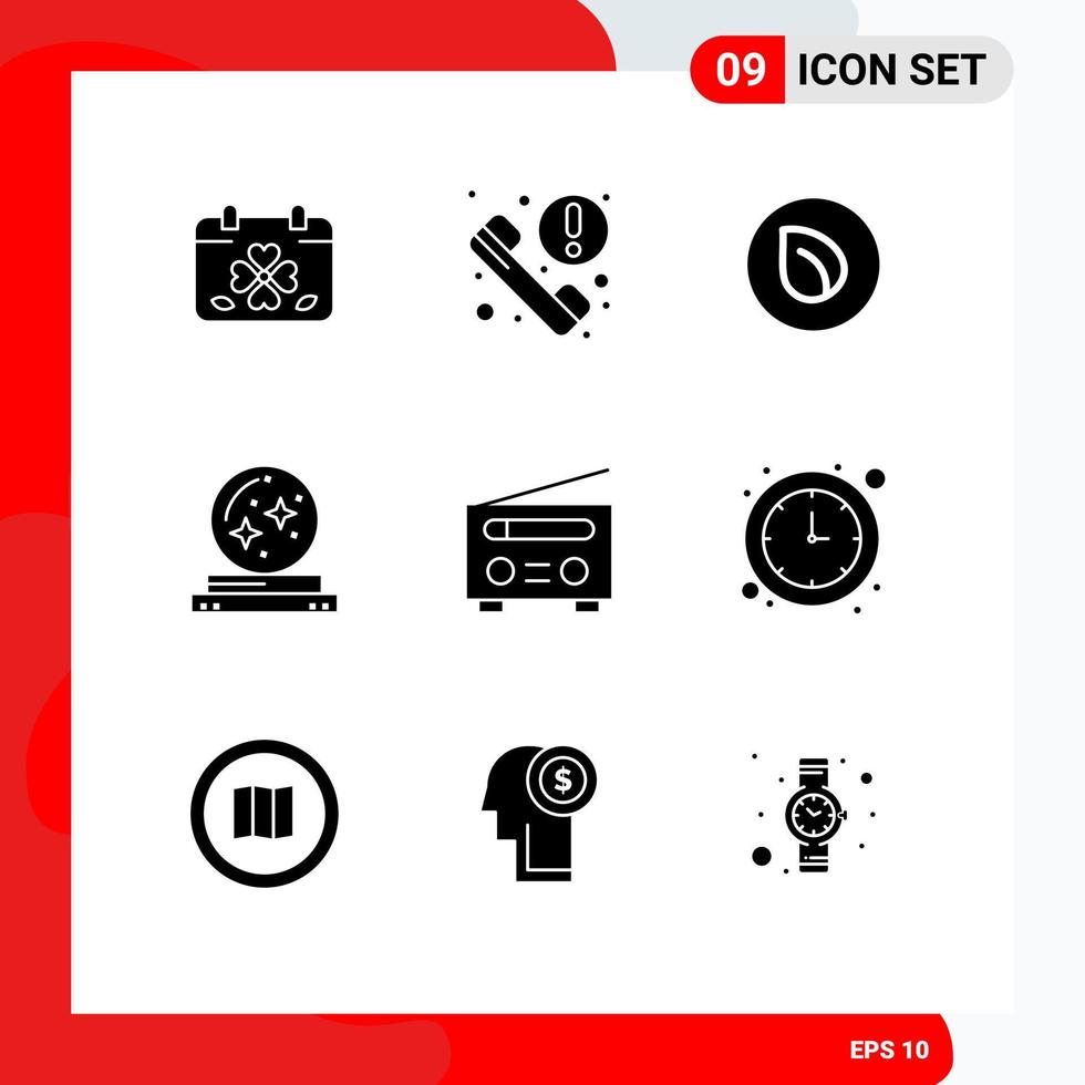 9 User Interface Solid Glyph Pack of modern Signs and Symbols of star magic news crystal crypto currency Editable Vector Design Elements