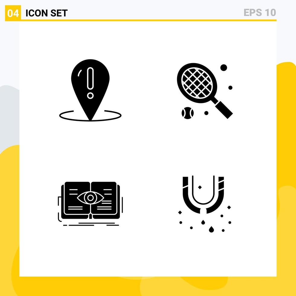 Set of 4 Modern UI Icons Symbols Signs for help book point sport view Editable Vector Design Elements