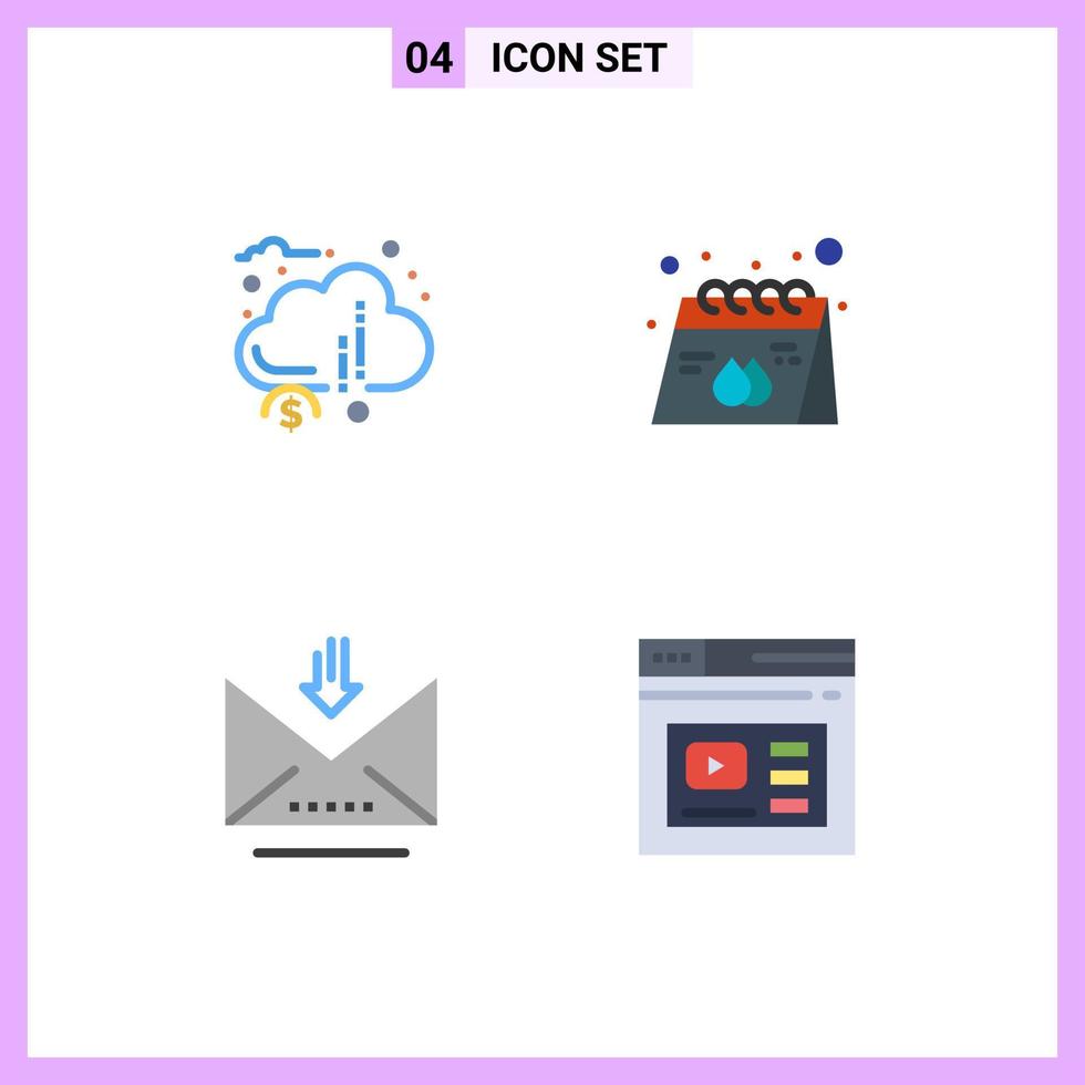 4 Creative Icons Modern Signs and Symbols of crowd funding product financial calendar email Editable Vector Design Elements