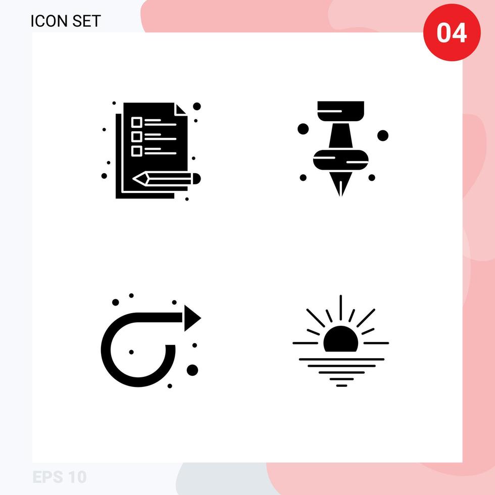 Modern Set of 4 Solid Glyphs and symbols such as lecture right education arrow light Editable Vector Design Elements