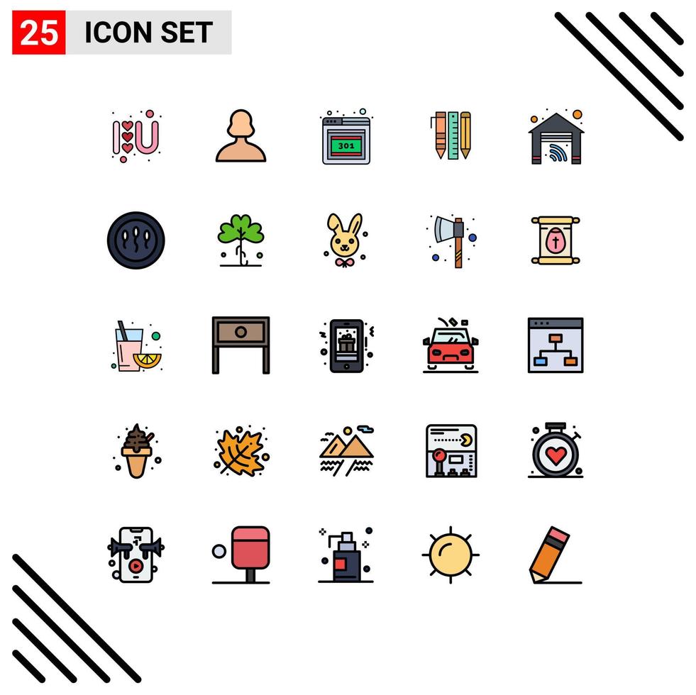 Modern Set of 25 Filled line Flat Colors and symbols such as home pen browser items essential tools Editable Vector Design Elements