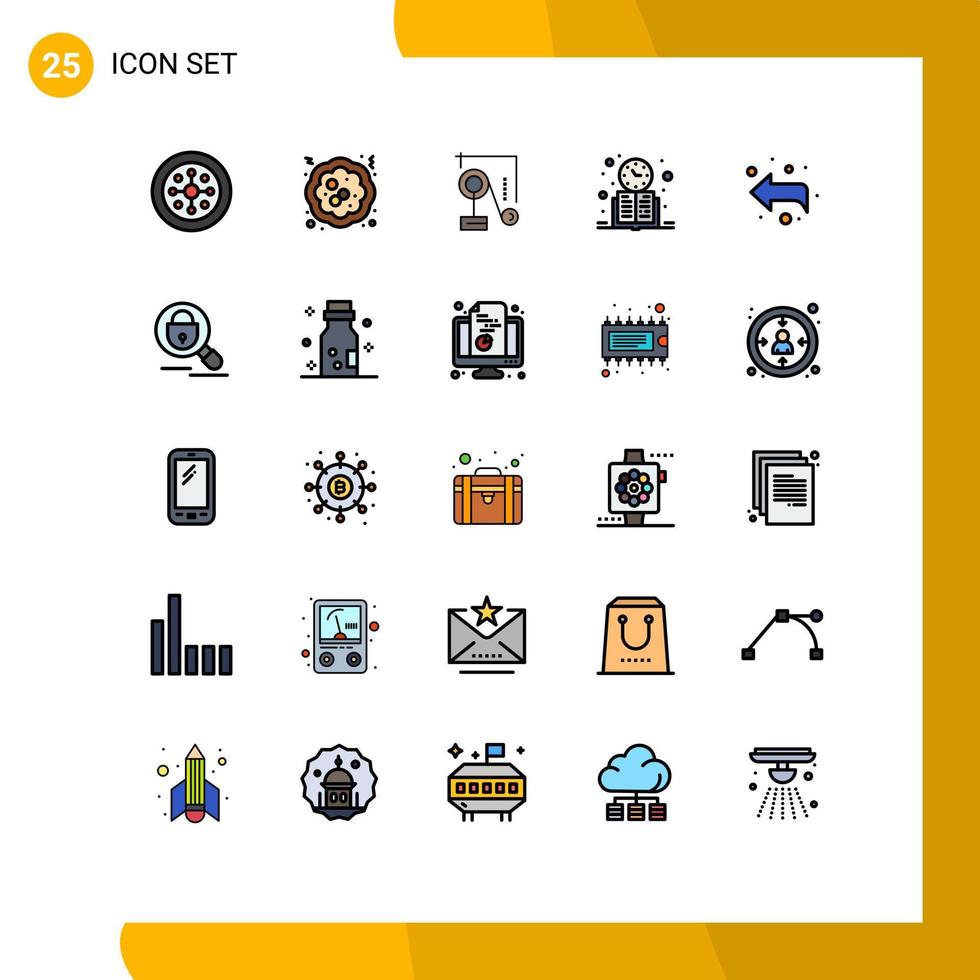 paquete de 25 modernos signos y símbolos de colores planos de línea rellena para medios de impresión web, como elementos de diseño de vectores editables del libro de aprendizaje de la programación de flechas